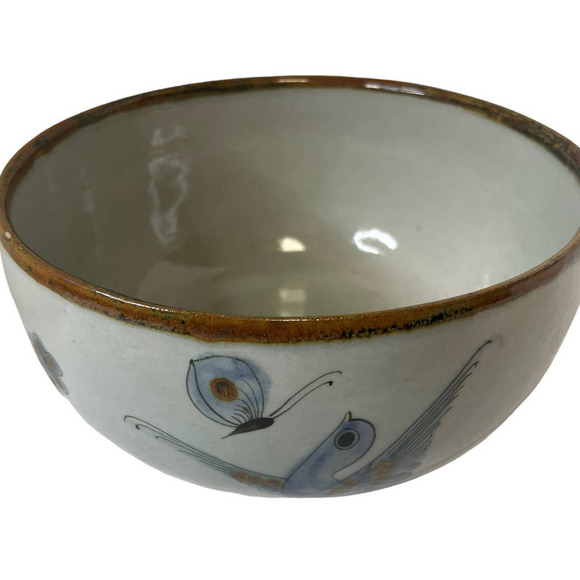 Tonala Ken Edwards Signed Mexico Pottery Bird Flower Bowl 8"